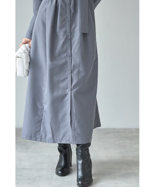&. NOSTALGIA（アンドドットノスタルジア）の「ベルテッドピンタックシャツワンピース（シャツワンピース・レディース・サックスブルー/チャコールグレー・FREE）」の8枚目の写真