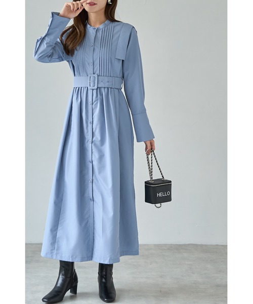 &. NOSTALGIA（アンドドットノスタルジア）の「ベルテッドピンタックシャツワンピース（シャツワンピース・レディース・サックスブルー/チャコールグレー・FREE）」の11枚目の写真