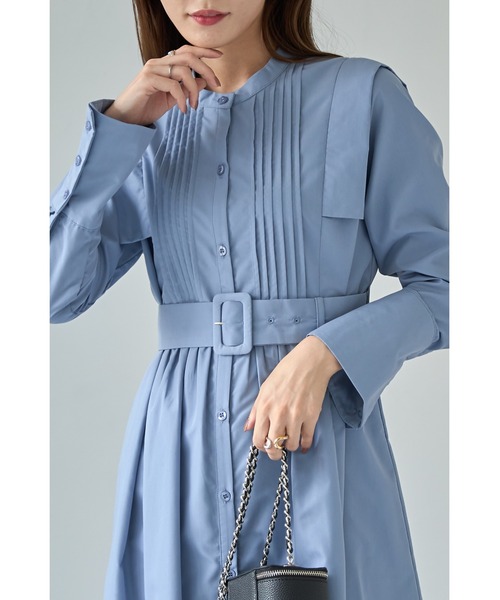 &. NOSTALGIA（アンドドットノスタルジア）の「ベルテッドピンタックシャツワンピース（シャツワンピース・レディース・サックスブルー/チャコールグレー・FREE）」の13枚目の写真