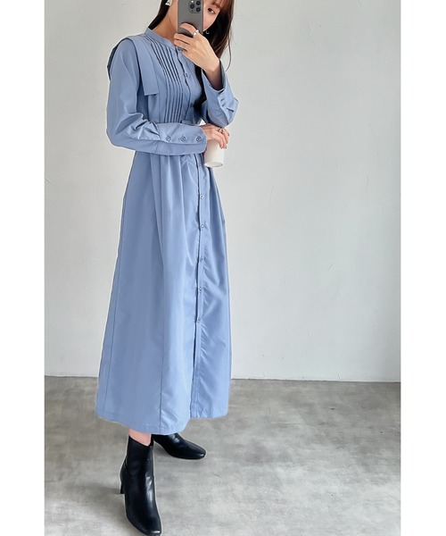 &. NOSTALGIA（アンドドットノスタルジア）の「ベルテッドピンタックシャツワンピース（シャツワンピース・レディース・サックスブルー/チャコールグレー・FREE）」の17枚目の写真