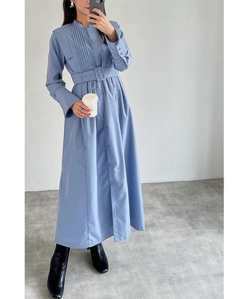 &. NOSTALGIA（アンドドットノスタルジア）の「ベルテッドピンタックシャツワンピース（シャツワンピース・レディース・サックスブルー/チャコールグレー・FREE）」の18枚目の写真