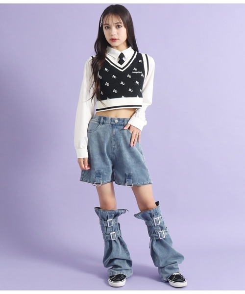 ANAP GｉRL（アナップガール）の「モノグラム柄ニットベスト（ベスト・キッズ・ブラック/ブラウン・S/XS/M）」の8枚目の写真