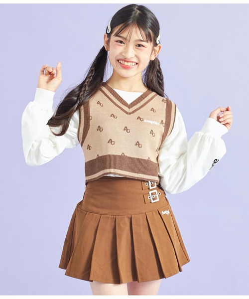 ANAP GｉRL（アナップガール）の「モノグラム柄ニットベスト（ベスト・キッズ・ブラック/ブラウン・S/XS/M）」の9枚目の写真