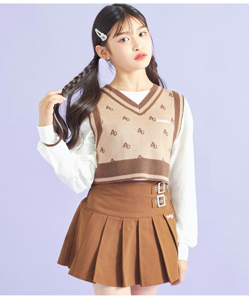 ANAP GｉRL（アナップガール）の「モノグラム柄ニットベスト（ベスト・キッズ・ブラック/ブラウン・S/XS/M）」の10枚目の写真