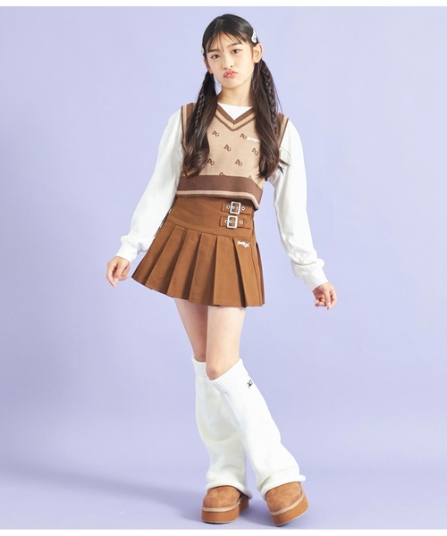 ANAP GｉRL（アナップガール）の「モノグラム柄ニットベスト（ベスト・キッズ・ブラック/ブラウン・S/XS/M）」の15枚目の写真