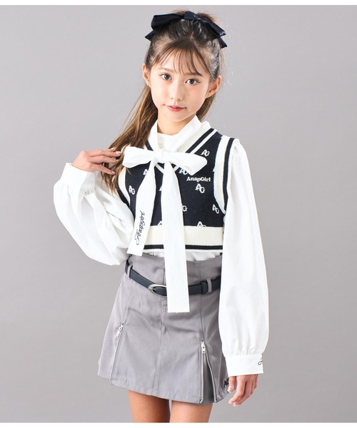ANAP GｉRL（アナップガール）の「モノグラム柄ニットベスト（ベスト・キッズ・ブラック/ブラウン・S/XS/M）」の21枚目の写真