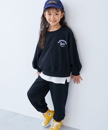 devirock（デビロック）の「【パジャマとしても着られる】ガールズ ミニ裏毛 カレッジロゴ セットアップ（ルームウェア/パジャマ）」