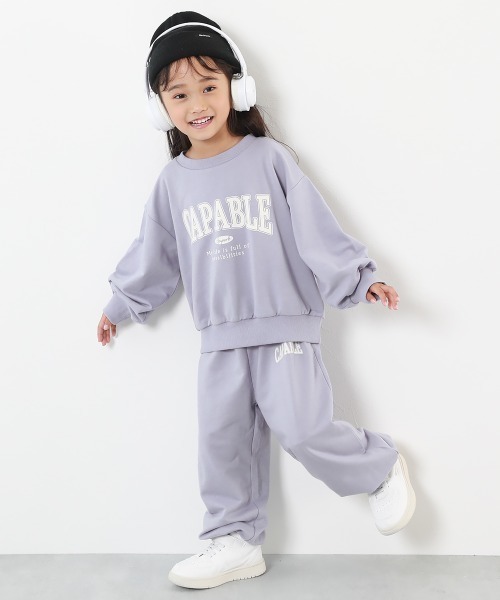 普段着でもルームウェアでも】ガールズ ミニ裏毛 カレッジロゴ