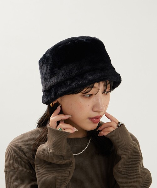 FREAK'S STORE(フリークスストア)の「限定展開 エコファー ハット(ハット・レディース・ブラウン/ブラック/オフホワイト・ONE SIZE)」の6枚目の写真