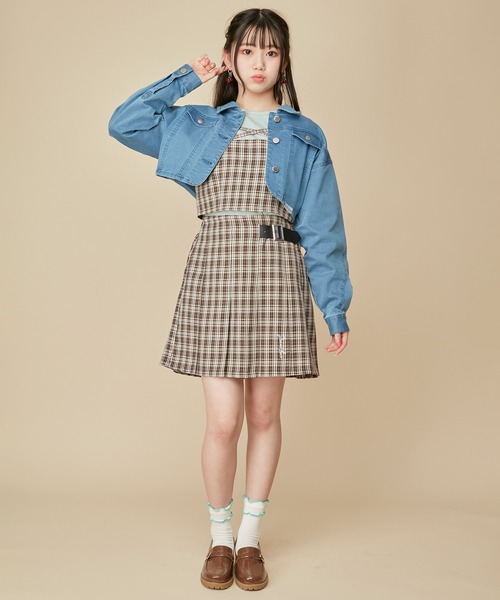 JENNI love（ジェニィラブ）の「【セットアップ対応】【ストレッチ素材】ストレッチショート丈デニムGジャン（デニムジャケット・キッズ・ネイビー/ブルー・130cm/140cm/150cm/160cm）」の11枚目の写真