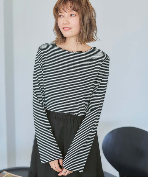 titivate(ティティベイト)の「前後2wayメロウリブトップス(Tシャツ/カットソー・レディース・ホワイト系その他/ブラック/ブルー系その他/アイボリー/ブラック系その他・M)」の4枚目の写真