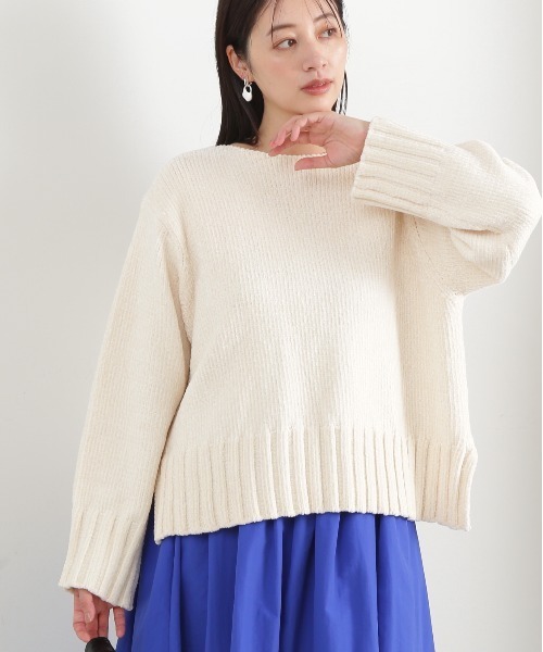 N.(N. Natural Beauty Basic)(エヌエヌナチュラルビューティーベーシック)の「◆モールヤーンクルーネックニット(ニット/セーター・レディース・ピンク/グレー/オフホワイト・MEDIUM)」の2枚目の写真