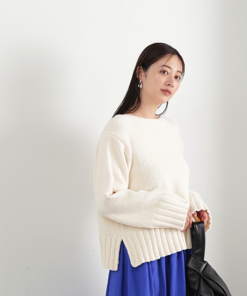 N.(N. Natural Beauty Basic)(エヌエヌナチュラルビューティーベーシック)の「◆モールヤーンクルーネックニット(ニット/セーター・レディース・ピンク/グレー/オフホワイト・MEDIUM)」の8枚目の写真