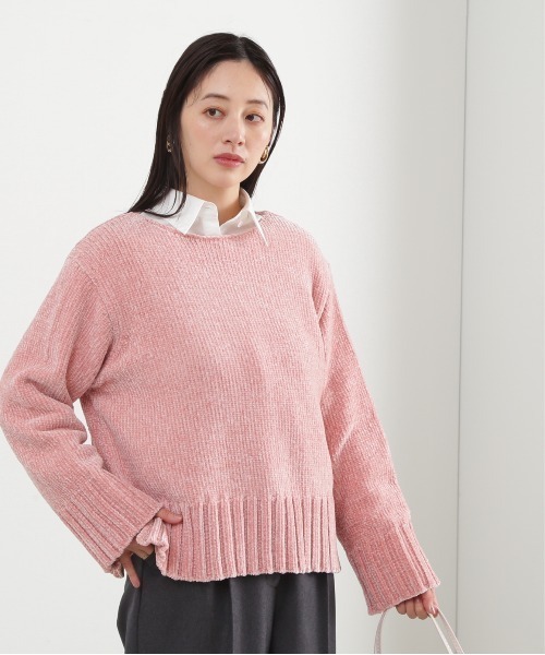 N.(N. Natural Beauty Basic)(エヌエヌナチュラルビューティーベーシック)の「◆モールヤーンクルーネックニット(ニット/セーター・レディース・ピンク/グレー/オフホワイト・MEDIUM)」の22枚目の写真