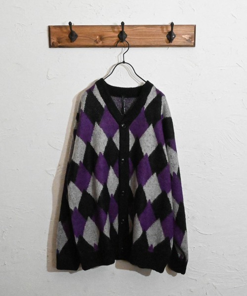 Anytime Songs(エニータイムソングス)の「ジャギー加工ダイヤ柄 バルーンカーディガン(カーディガン/ボレロ・メンズ・ワイン/ブラック/グリーン・MEDIUM/X-LARGE/LARGE)」の20枚目の写真
