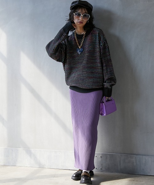 GEVS.（ジェイヴィス）の「＜大きいサイズ＞ ミックスカラーダブル編ニットプルオーバー GEVS.（ニット/セーター・レディース・ブラック/グレー/ブラック系その他/グレー系その他・L/LL/3L/4L/5L）」の7枚目の写真