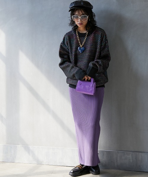 GEVS.（ジェイヴィス）の「＜大きいサイズ＞ ミックスカラーダブル編ニットプルオーバー GEVS.（ニット/セーター・レディース・ブラック/グレー/ブラック系その他/グレー系その他・L/LL/3L/4L/5L）」の8枚目の写真