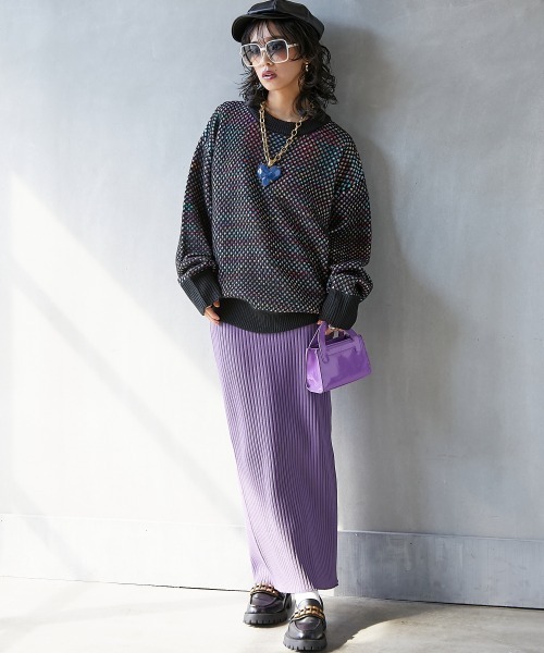 GEVS.（ジェイヴィス）の「＜大きいサイズ＞ ミックスカラーダブル編ニットプルオーバー GEVS.（ニット/セーター・レディース・ブラック/グレー/ブラック系その他/グレー系その他・L/LL/3L/4L/5L）」の11枚目の写真