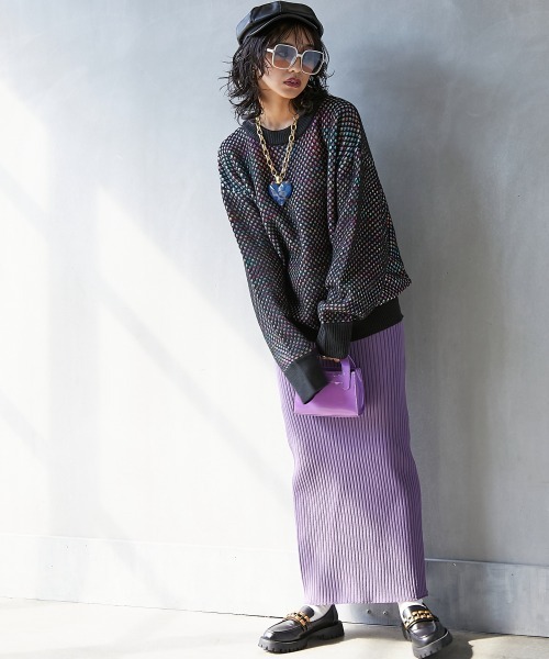 GEVS.（ジェイヴィス）の「＜大きいサイズ＞ ミックスカラーダブル編ニットプルオーバー GEVS.（ニット/セーター・レディース・ブラック/グレー/ブラック系その他/グレー系その他・L/LL/3L/4L/5L）」の12枚目の写真