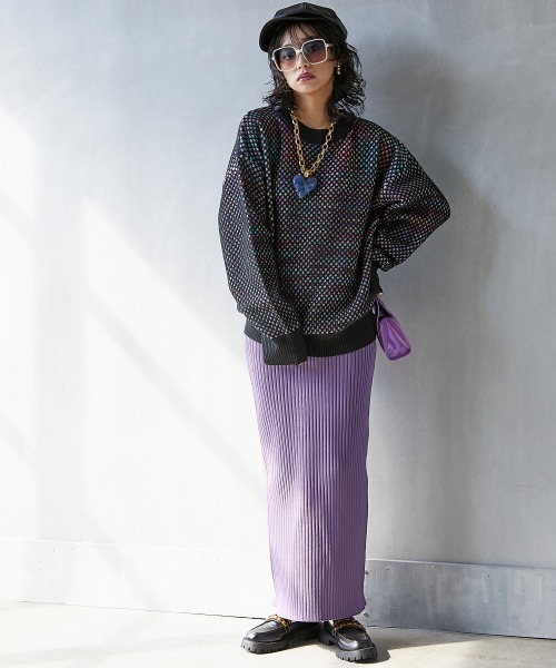 GEVS.（ジェイヴィス）の「＜大きいサイズ＞ ミックスカラーダブル編ニットプルオーバー GEVS.（ニット/セーター・レディース・ブラック/グレー/ブラック系その他/グレー系その他・L/LL/3L/4L/5L）」の14枚目の写真