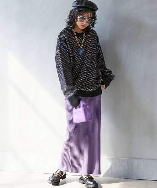 GEVS.（ジェイヴィス）の「＜大きいサイズ＞ ミックスカラーダブル編ニットプルオーバー GEVS.（ニット/セーター・レディース・ブラック/グレー/ブラック系その他/グレー系その他・L/LL/3L/4L/5L）」の15枚目の写真