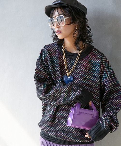 GEVS.（ジェイヴィス）の「＜大きいサイズ＞ ミックスカラーダブル編ニットプルオーバー GEVS.（ニット/セーター・レディース・ブラック/グレー/ブラック系その他/グレー系その他・L/LL/3L/4L/5L）」の17枚目の写真