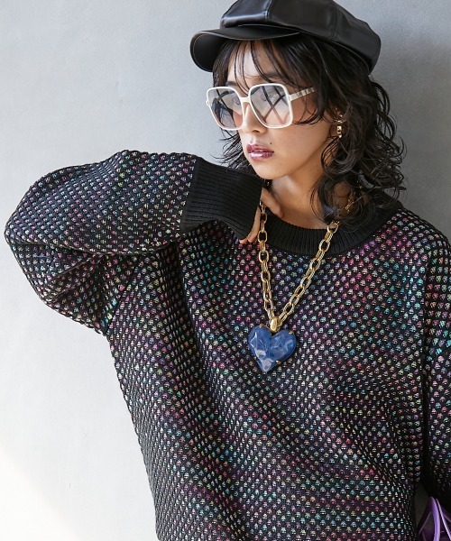 GEVS.（ジェイヴィス）の「＜大きいサイズ＞ ミックスカラーダブル編ニットプルオーバー GEVS.（ニット/セーター・レディース・ブラック/グレー/ブラック系その他/グレー系その他・L/LL/3L/4L/5L）」の18枚目の写真