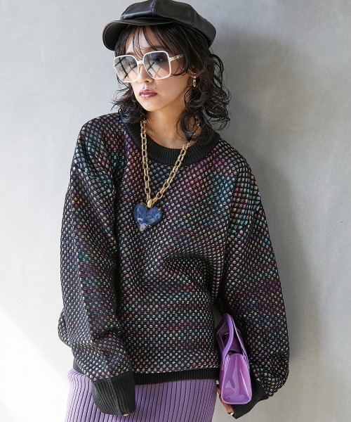 GEVS.（ジェイヴィス）の「＜大きいサイズ＞ ミックスカラーダブル編ニットプルオーバー GEVS.（ニット/セーター・レディース・ブラック/グレー/ブラック系その他/グレー系その他・L/LL/3L/4L/5L）」の19枚目の写真