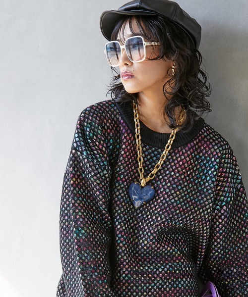 GEVS.（ジェイヴィス）の「＜大きいサイズ＞ ミックスカラーダブル編ニットプルオーバー GEVS.（ニット/セーター・レディース・ブラック/グレー/ブラック系その他/グレー系その他・L/LL/3L/4L/5L）」の20枚目の写真