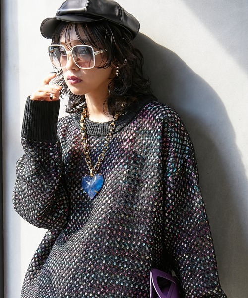 GEVS.（ジェイヴィス）の「＜大きいサイズ＞ ミックスカラーダブル編ニットプルオーバー GEVS.（ニット/セーター・レディース・ブラック/グレー/ブラック系その他/グレー系その他・L/LL/3L/4L/5L）」の21枚目の写真