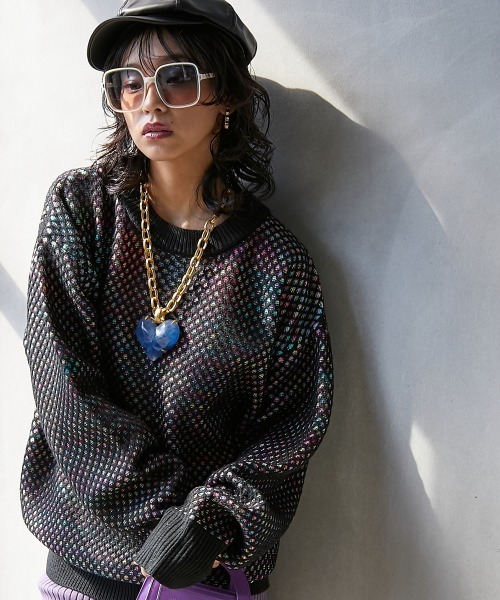 GEVS.（ジェイヴィス）の「＜大きいサイズ＞ ミックスカラーダブル編ニットプルオーバー GEVS.（ニット/セーター・レディース・ブラック/グレー/ブラック系その他/グレー系その他・L/LL/3L/4L/5L）」の22枚目の写真