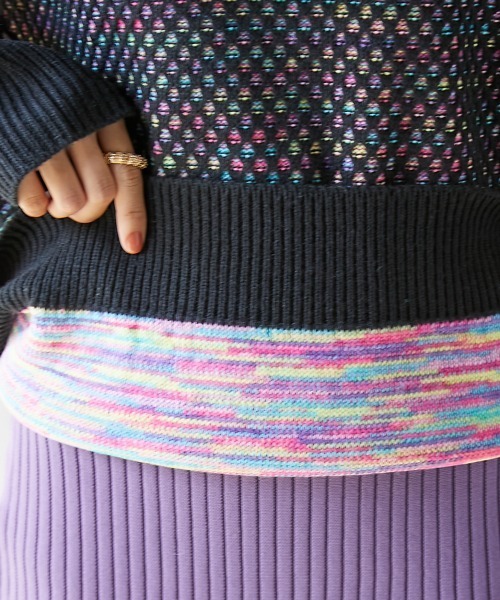 GEVS.（ジェイヴィス）の「＜大きいサイズ＞ ミックスカラーダブル編ニットプルオーバー GEVS.（ニット/セーター・レディース・ブラック/グレー/ブラック系その他/グレー系その他・L/LL/3L/4L/5L）」の5枚目の写真