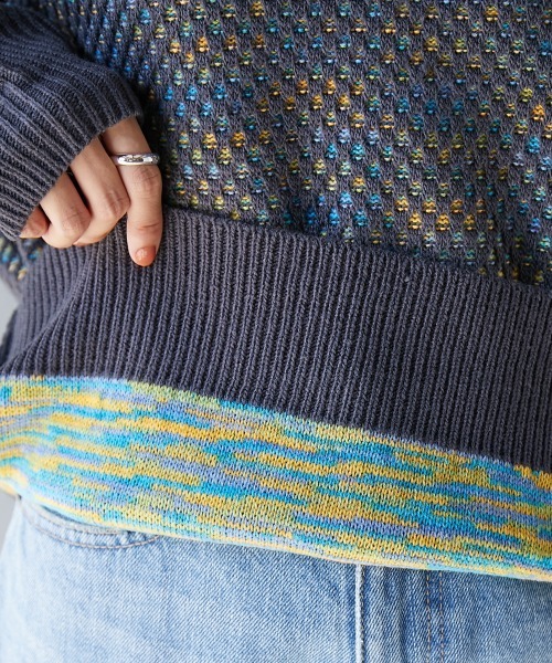 GEVS.（ジェイヴィス）の「＜大きいサイズ＞ ミックスカラーダブル編ニットプルオーバー GEVS.（ニット/セーター・レディース・ブラック/グレー/ブラック系その他/グレー系その他・L/LL/3L/4L/5L）」の6枚目の写真