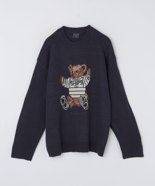 SHIPS Colors(シップス カラーズ)の「SHIPS Colors:〈洗濯機可能〉Teddybear(R) ジャカード ニット◇(ニット/セーター・メンズ・ネイビー/ベージュ/グレー/グリーン・LARGE/MEDIUM/SMALL)」の4枚目の写真