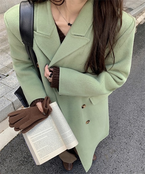 FREE STYLISTS（フリー スタイリスト）の「ロングチェスターコート（チェスターコート・レディース・ブラック/ライトグリーン・S/M/L）」の15枚目の写真