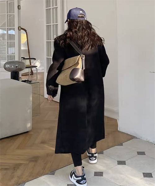 FREE STYLISTS（フリー スタイリスト）の「ロングチェスターコート（チェスターコート・レディース・ブラック/ライトグリーン・S/M/L）」の10枚目の写真