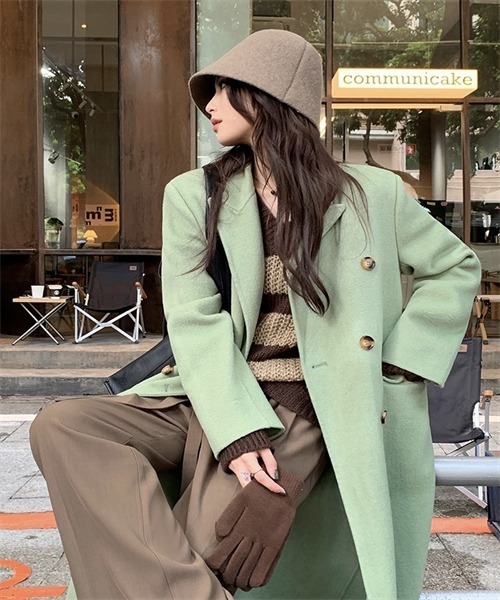 FREE STYLISTS（フリー スタイリスト）の「ロングチェスターコート（チェスターコート・レディース・ブラック/ライトグリーン・S/M/L）」の18枚目の写真