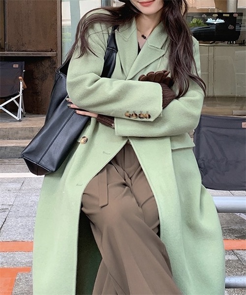 FREE STYLISTS（フリー スタイリスト）の「ロングチェスターコート（チェスターコート・レディース・ブラック/ライトグリーン・S/M/L）」の16枚目の写真