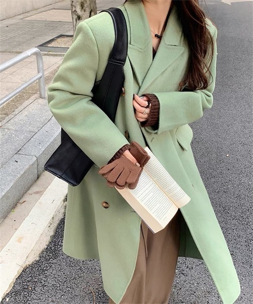 FREE STYLISTS（フリー スタイリスト）の「ロングチェスターコート（チェスターコート・レディース・ブラック/ライトグリーン・S/M/L）」の17枚目の写真