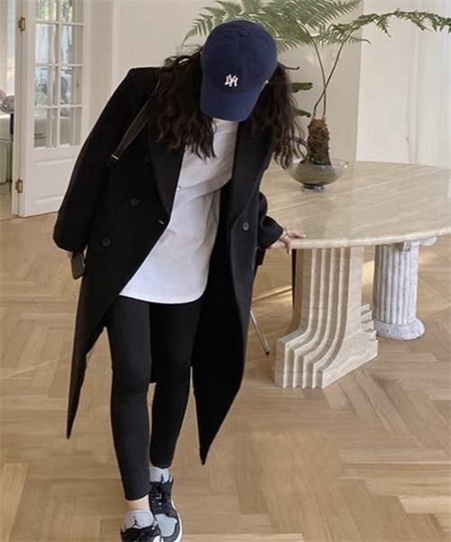 FREE STYLISTS（フリー スタイリスト）の「ロングチェスターコート（チェスターコート・レディース・ブラック/ライトグリーン・S/M/L）」の8枚目の写真