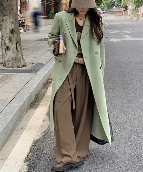 FREE STYLISTS（フリー スタイリスト）の「ロングチェスターコート（チェスターコート・レディース・ブラック/ライトグリーン・S/M/L）」の11枚目の写真