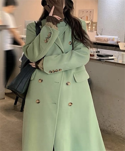 FREE STYLISTS（フリー スタイリスト）の「ロングチェスターコート（チェスターコート・レディース・ブラック/ライトグリーン・S/M/L）」の14枚目の写真