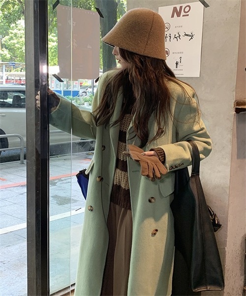 FREE STYLISTS（フリー スタイリスト）の「ロングチェスターコート（チェスターコート・レディース・ブラック/ライトグリーン・S/M/L）」の5枚目の写真