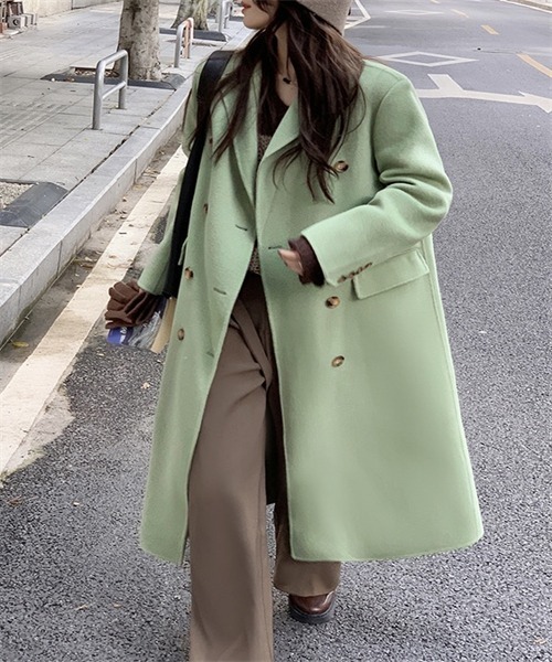 FREE STYLISTS（フリー スタイリスト）の「ロングチェスターコート（チェスターコート・レディース・ブラック/ライトグリーン・S/M/L）」の12枚目の写真