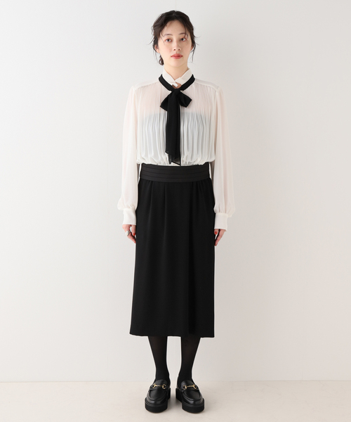 L'UNE/リュンヌ　Maxi Pleated ワンピース　マキシ丈　プリーツ セール】【L'UNE/リュンヌ】バイカラープリーツワンピース