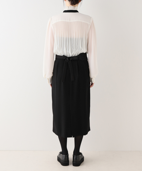 L'UNE/リュンヌ　Maxi Pleated ワンピース　マキシ丈　プリーツ セール】【L'UNE/リュンヌ】バイカラープリーツワンピース