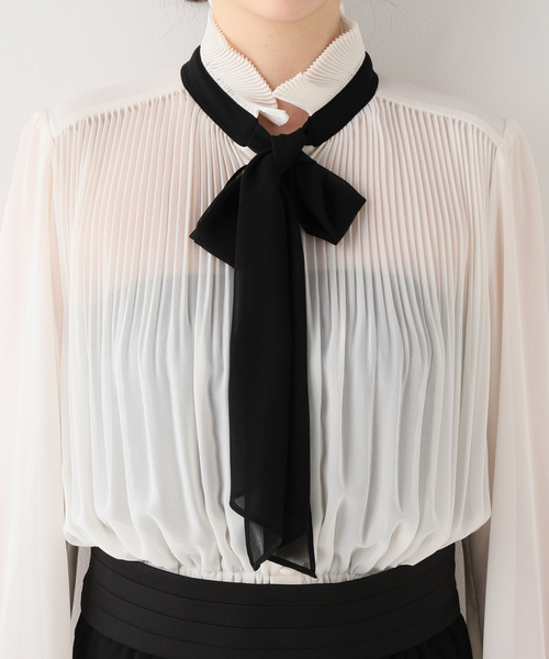 セール】【L'UNE/リュンヌ】バイカラープリーツワンピース（ワンピース