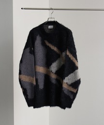 シャギー×モヘアタッチファー オーバーサイズ クルーネックニット