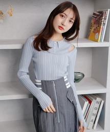 レイヤードスリットリブニット