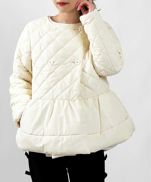 PICCIN（ピッチン）の「【WEB限定】ダイヤキルトペプラムジャケット（ノーカラージャケット・レディース・アイボリー/ブラック・M）」の15枚目の写真